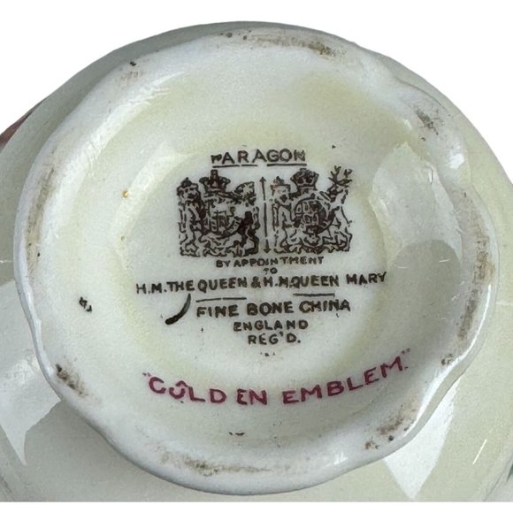 Vintage Paragon Golden Emblem Teacup and Saucer Double Warrant Fine Bone China - Picture 8 of 10